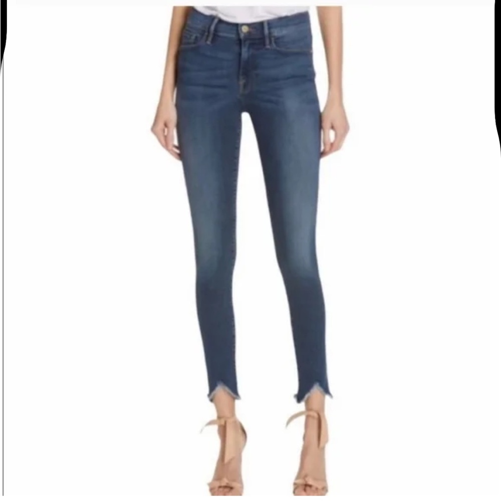 Frame Denim Le High Skinny raw hem size 28 frayed stretchy fall country western